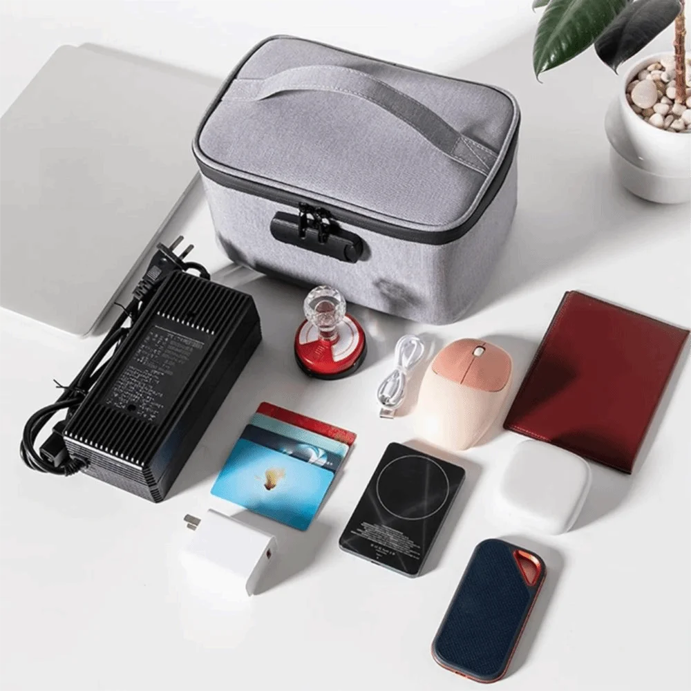 Oxford Fabric Password Lock Bag Large Capacity Waterproof Passport Handbag With Handle Zip Closure Travel Cards Organizer