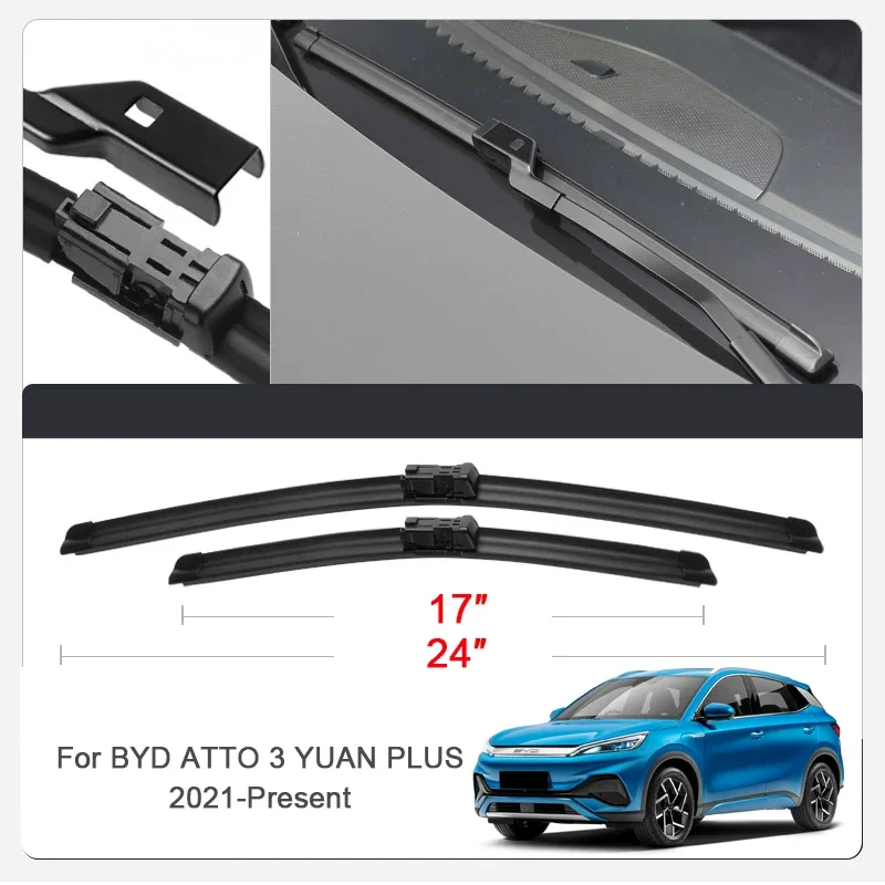 

2PCS Car Blade Windshield Wiper Windshield For BYD YUAN PRO S1 PRO 2024,ATTO3 YUAN PLUS Windshield Windscreen Front Window