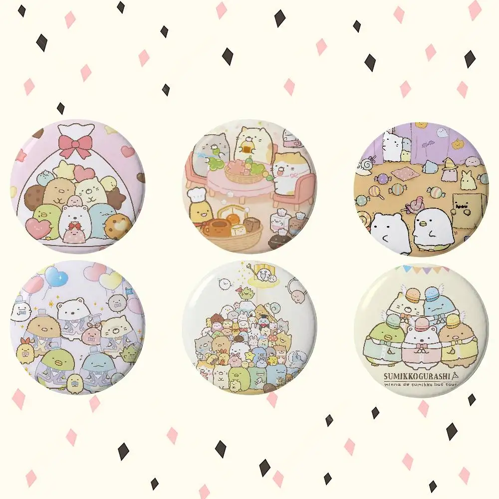 Anime S-SumikkogurashiS Runde exquisite Abzeichen-Broschen, kreative Anstecknadeln für Kleidung, Hut, Rucksack, Geschenkzubehör