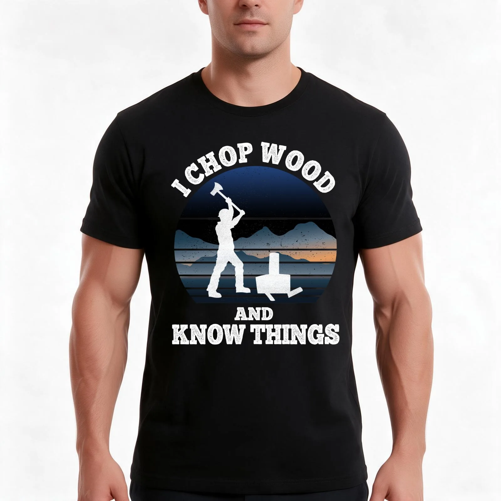 Cool Lumberjack Chopping Wood T-Shirt, Summer Casual Cotton Tee, Oversized Streetwear Tops, Vintage Graphic Print, 100% Cotton