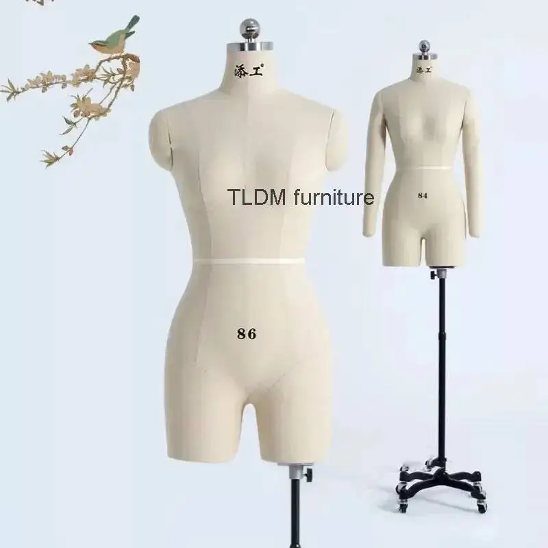 

Dressmaker Bust Mannequins Dress Display Stand Pinned Sewing Linen Cover Body Mannequin with Legs for Women's Clothing Design GM