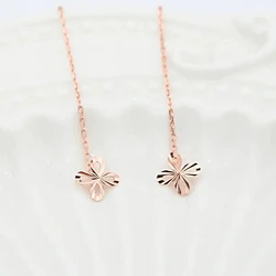 Creative 585 Purple Gold Plated 14K Rose Gold Hollow Flower Ear Line Fresh and Exquisite Earrings for Women Party Jewelry Gifts