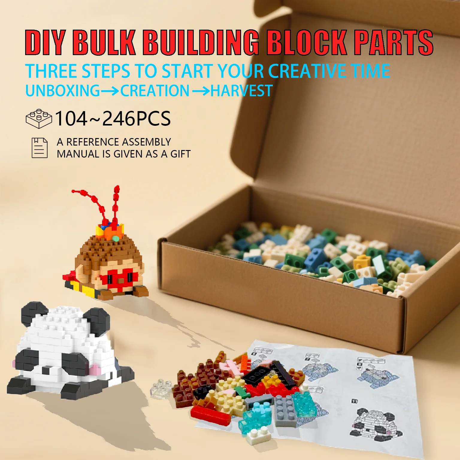 

Cute cartoon animal building block set, mixed color ABS material, Christmas gift - birthday gift - creative desktop decoration