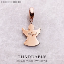 Rose Gold Color Guardian Angel Charms Pendant 925 Sterling Silver Jewelry Women Spring Lucky Gift