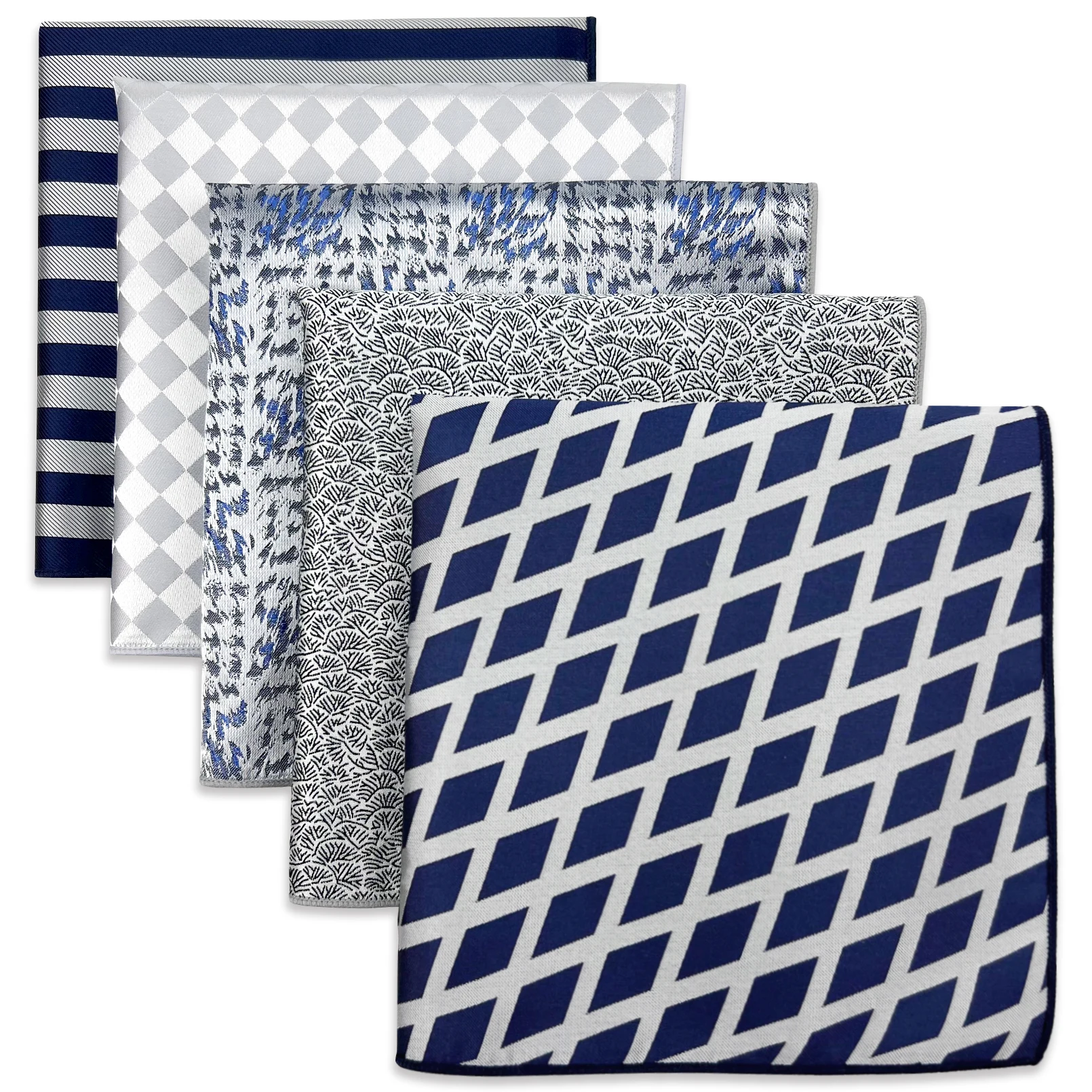 Lenços Set para Homens, Quadrados de Bolso, Lenços De Casamento, Pacote Formal, Luxo Hanky, Moda Única, 5 Peças