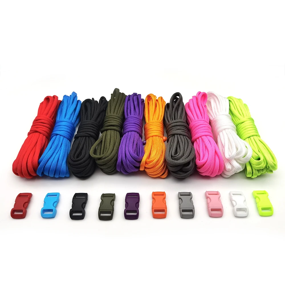 Paracord multifunzionale 550 tipo III Set 10 colori Nylon Paracord corda Paracord combinazione kit artigianali con fibbie