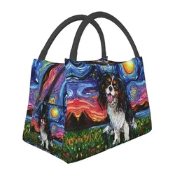 Cavalier King Charles Spaniel Starry Night Isolierte Lunch-Tragetasche für Haustier-Hundeliebhaber, tragbare Thermo-Kühlbox für Lebensmittel, Lunchbox