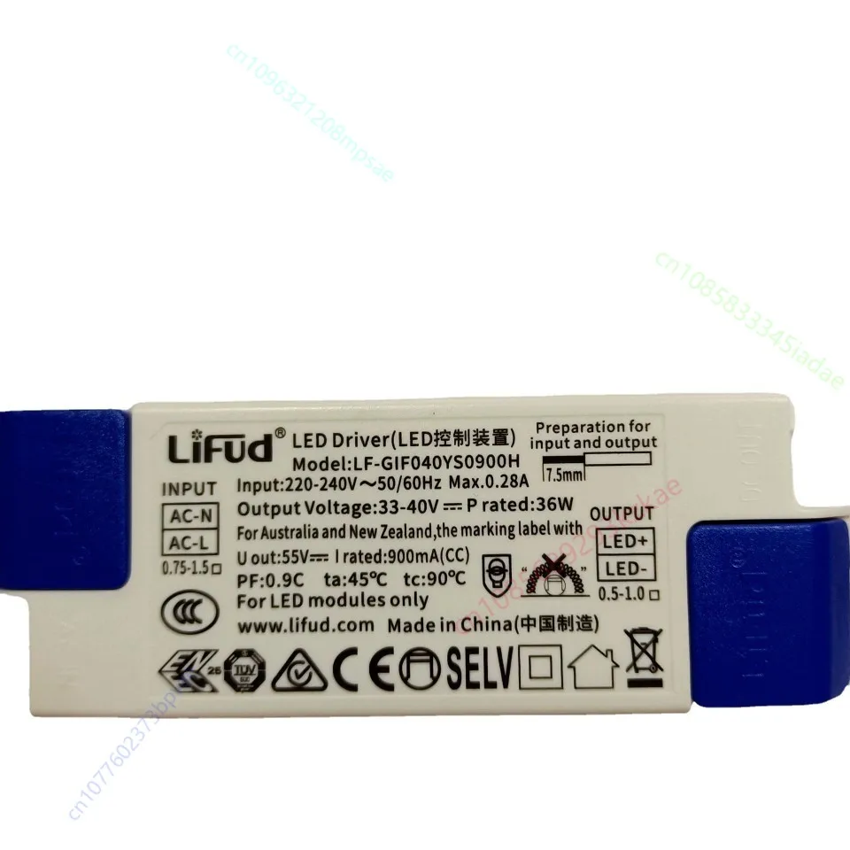

Светодиодный драйвер без мерцания Lifud 36 Вт 900 мА постоянного тока 33-40 В переменного тока 220-240 В LF-GIF040YS0900H Источник питания для светодиодов без мерцания Светодиодный драйвер для панели