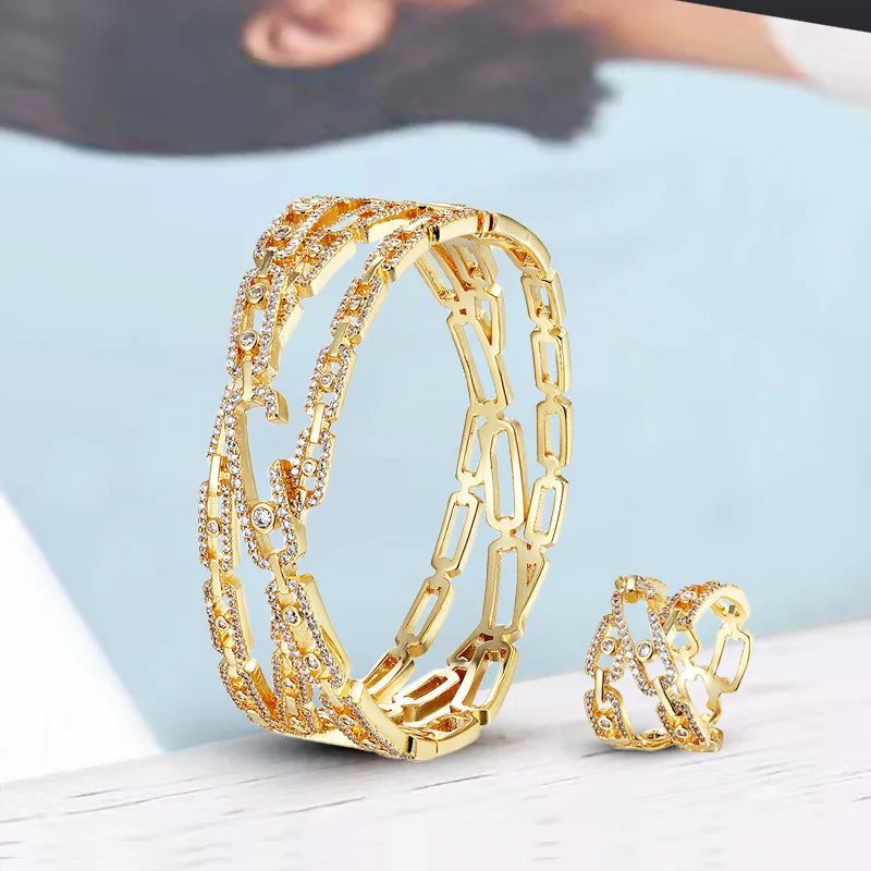 2023 Best Classic Geometric Lucky Beads 3A Zirconia Bracelet Ring for Women Luxury Elegant Fashion Wedding Party Jewelry Gift