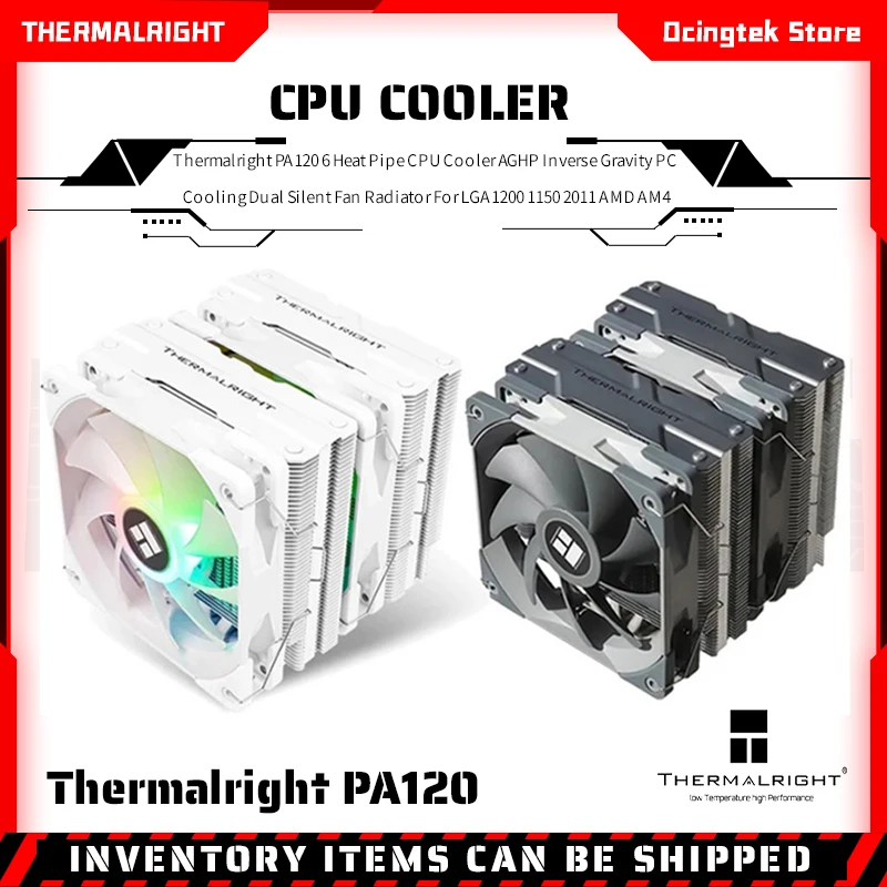 Thermalright PA120 6 Heat Pipe CPU Cooler AGHP Inverse Gravity PC Cooling Dual Silent Fan Radiator For LGA1200 1150 2011 AMD AM4