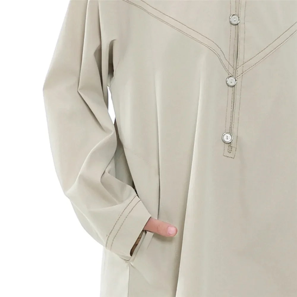 Arabia Saudita Bambini Robe Musulmano Bambini Ragazzo Jubba Thobe 2 Pezzi Set Top Pantaloni Abbigliamento Islamico Eid Party Abaya Caftano Medio Oriente