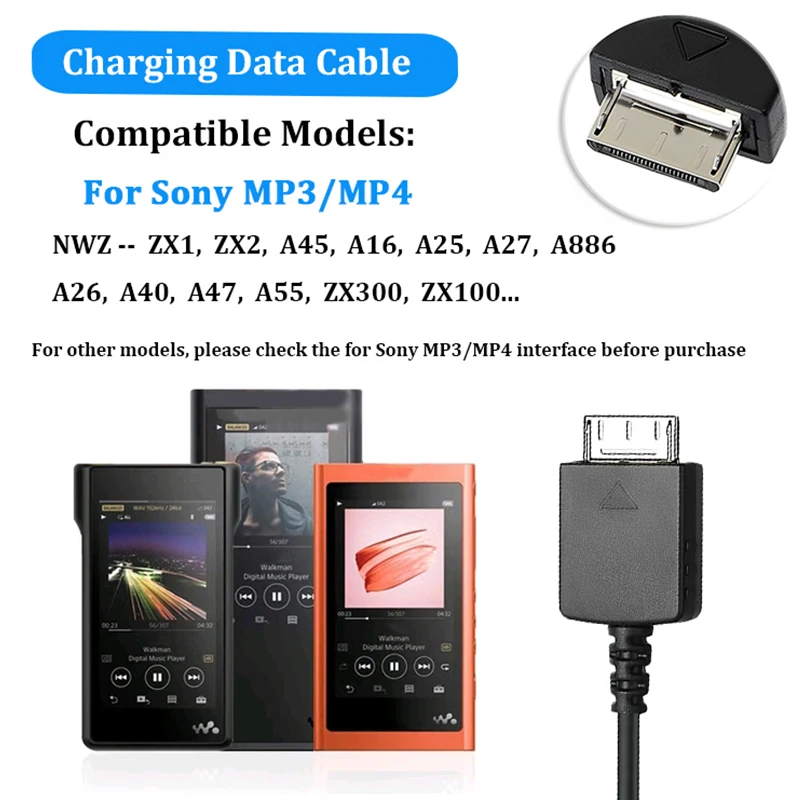 Replacement MP3 MP4 Player USB Charger Cable Compatible with for