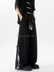 2023 spring and autumn chinese style men's pants national tide embroidery retro loose casual pants fashion long daily pants w37