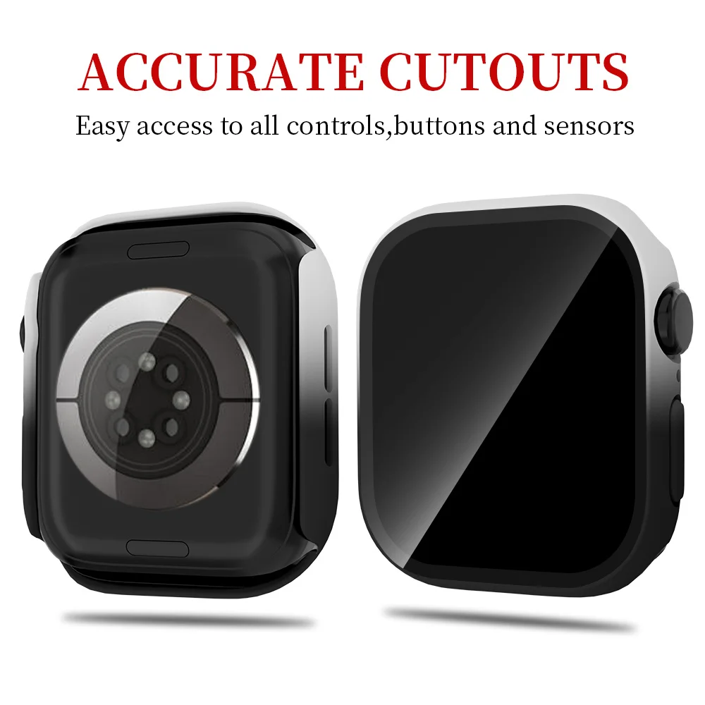 Защитный чехол-бампер для ПК для Apple Watch 46 мм 42 мм 44/45 мм 40/41 мм, градиентный чехол для часов iWatch Series 10 9 8 7 6 5 4