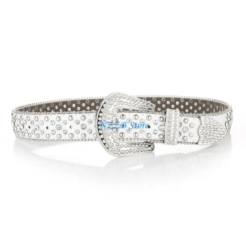 

T21F Multi-Color Waist Belt Western Full Diamond Belt Cowgirl Cowboy Belt