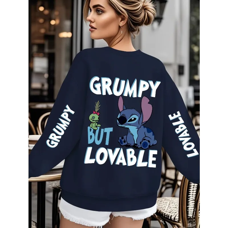 ديزني غرزة غاضب ولكن محبوب البلوز المرأة الرجال سترات قطنية عالية الجودة البلوز الخريف الشتاء الصوف المتضخم س الرقبة معطف القمم