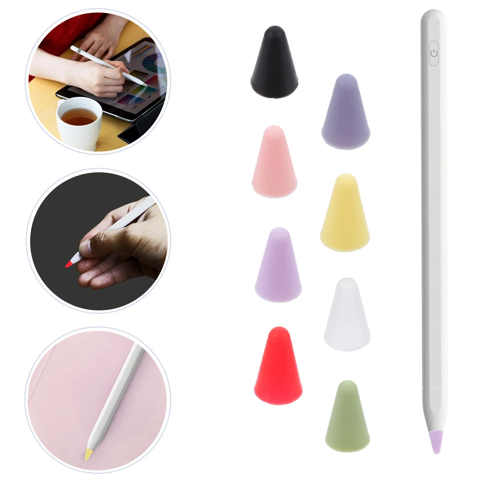 

24Pcs Silicone Pen Nips Cover Stylus Tip Cap for Touch Pen 1 2 Fashionable Look Secure Fit Stylus Pencil Cap