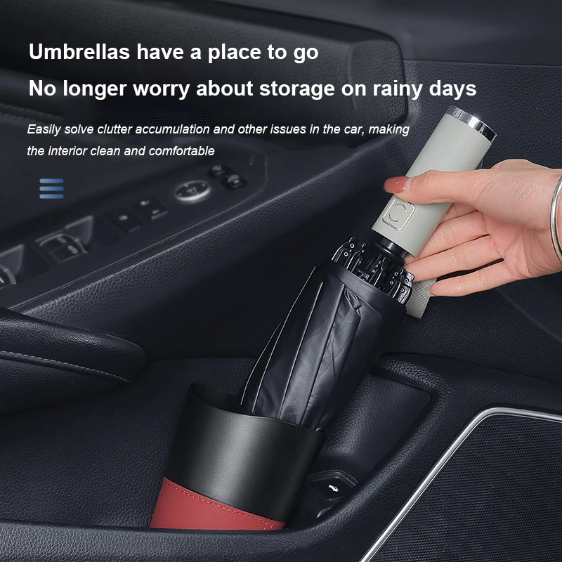 Car Leather Umbrella Storage Bucket Box Multifunctional Organizer Circular Garbage Bin Car Cup Holder Position For Porsche