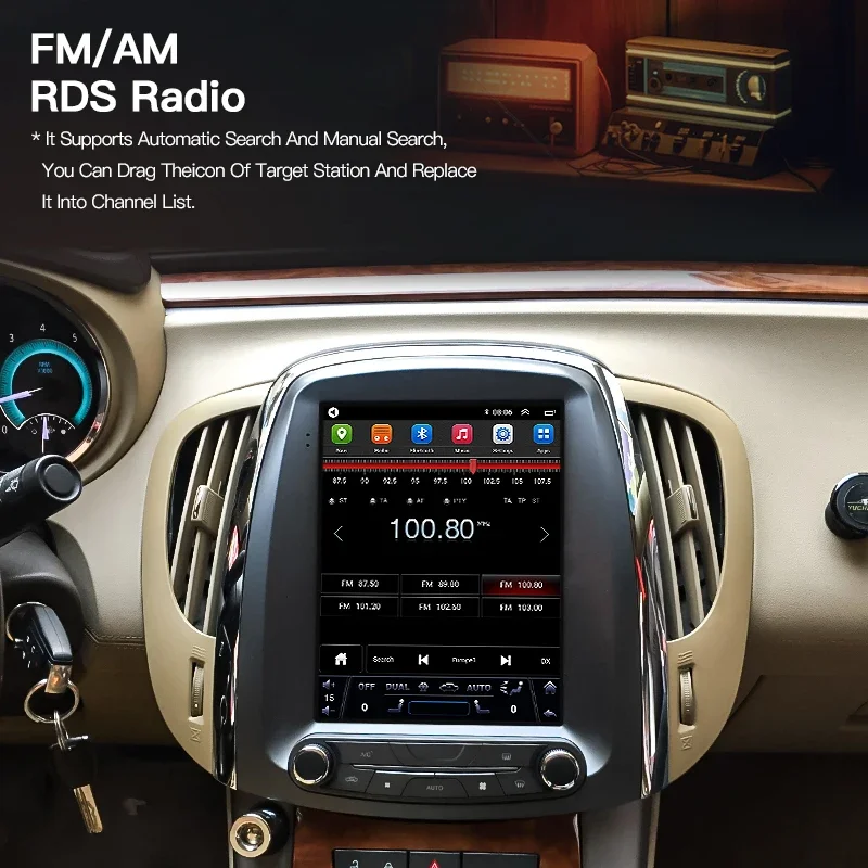 12.1'' Android14 Car Radio Stereo Tesla Style Screen GPS Multimedia Player For Ford Mondeo Fusion MK5 2013-2018 Carplay Auto 4G