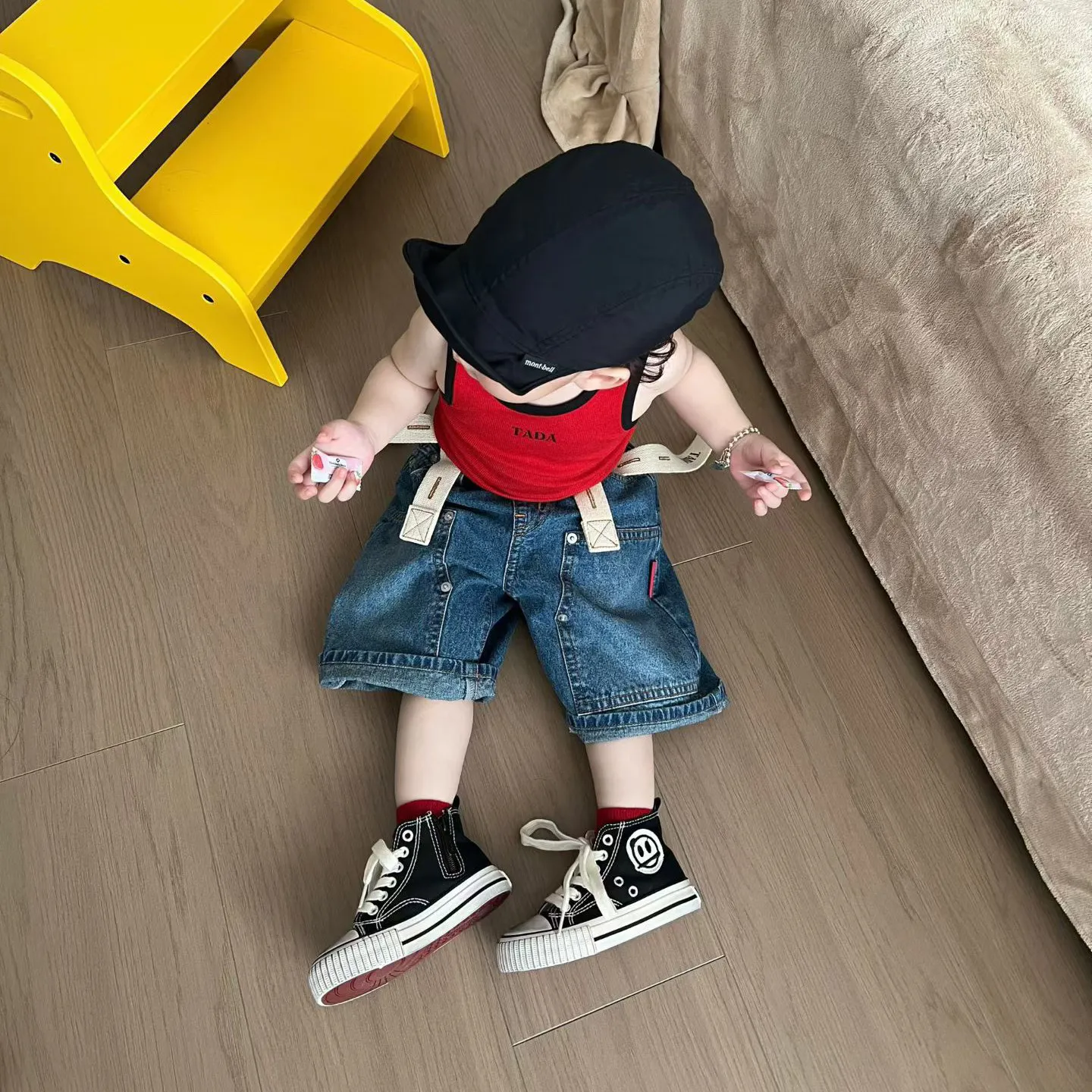 Boys' T-shirt 2026 summer new  children's letter printed contrasting I-shaped vest clothes