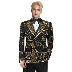 B24 luxo frisado ternos masculinos para casamento duplo breasted baile de formatura blazer calças 2 peças noivo usar terno para festa de formatura blazer