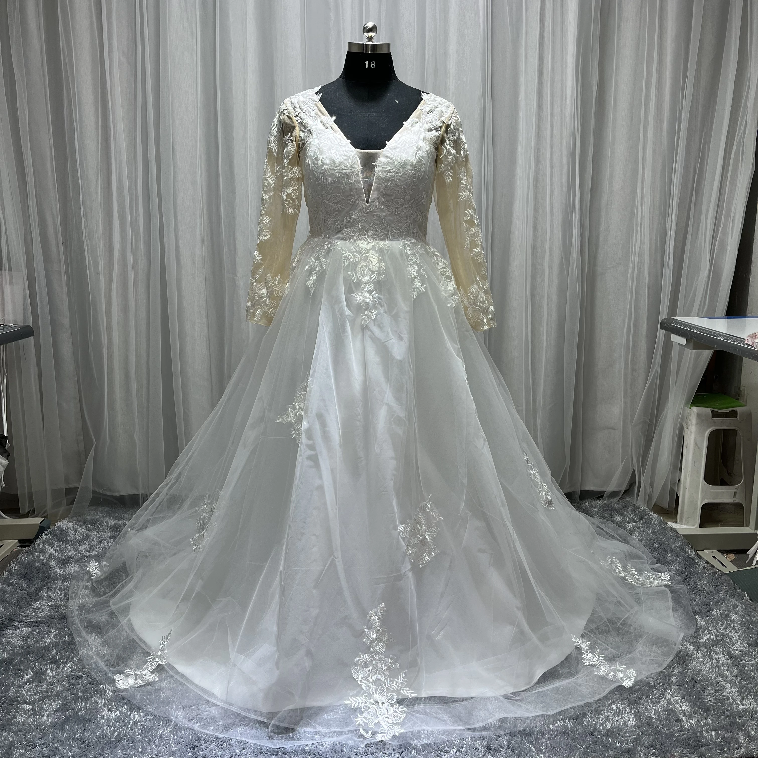 MYYBLE Custom Made dantel aplikler A-Line gelinlik kadınlar için uzun kollu gerçek fotoğraf 2023 gelin kıyafeti Vestidos De Wedding