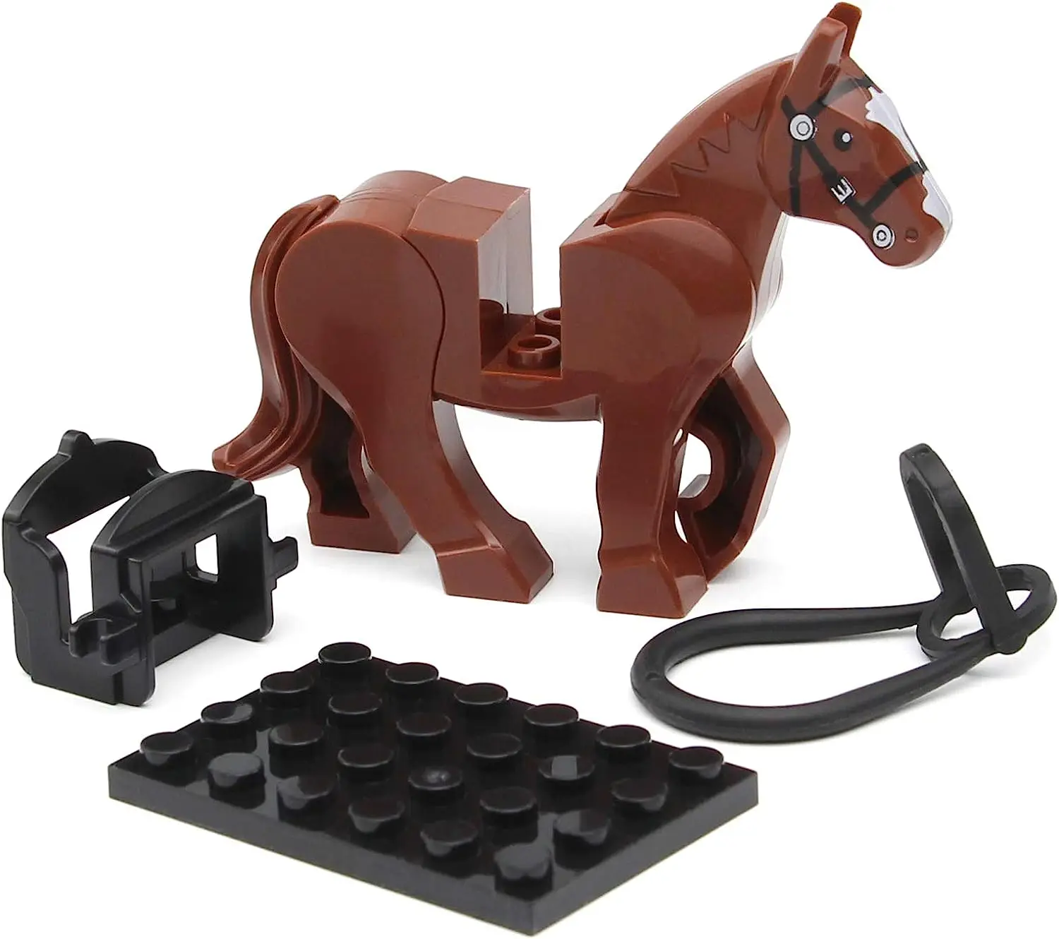 10pcs Black And Brown War Horses Set Animals Building Block Toys Ranch Farm Medieval Knight Accessories Compatible Major Brand