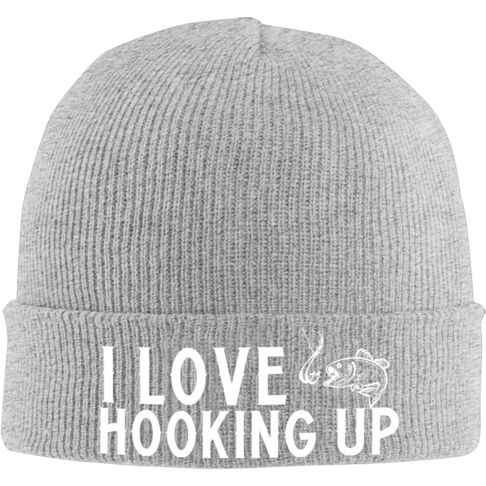 

Мужские зимние шапки-бини I Love Hooking Up, теплые вязаные шапки, зимняя шапка с принтом черепа для женщин, серая