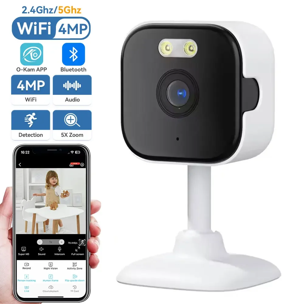 5MP 2.4G/5G WIFI Indoor PTZ Security Camera With 5X Zoom Two Way Audio Human Detection O-Kam Pro App Compatible For Baby Home