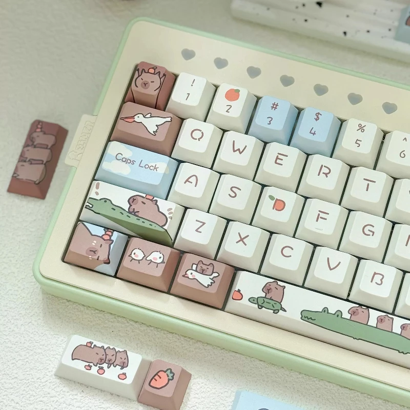 

Capybara Theme Keycaps 138 Key Customisation Kawaii PBT Cherry/MDA Profile Keyboard Cap for Mechanical Keyboard Girl Gift