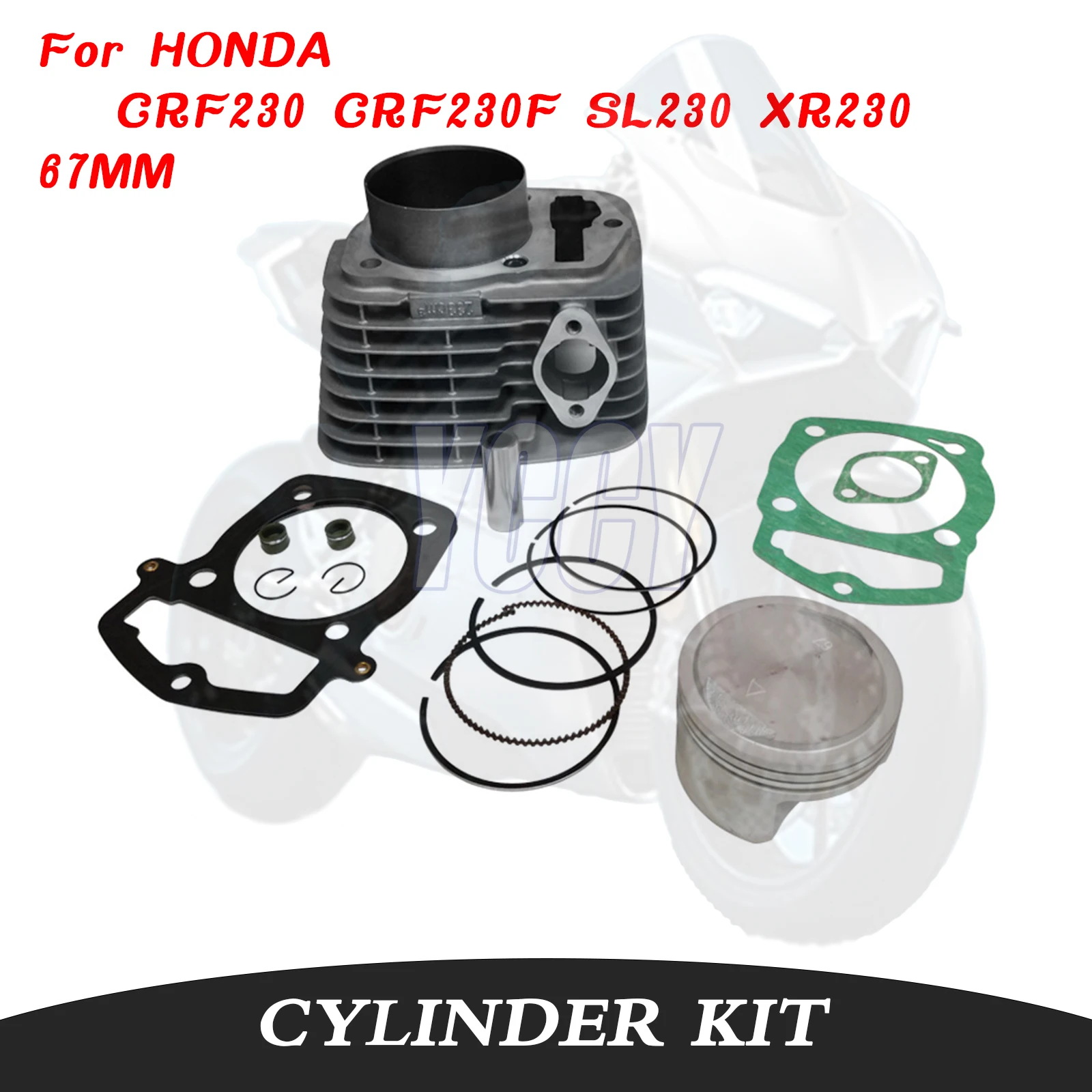 

67MM 233CC FOR HONDA CRF230 CRF230F SL230 XR230 CRF SL XR 230 230R 1977-2019 Motorcycle Big Bore Cylinder Kit Piston Ring Gasket