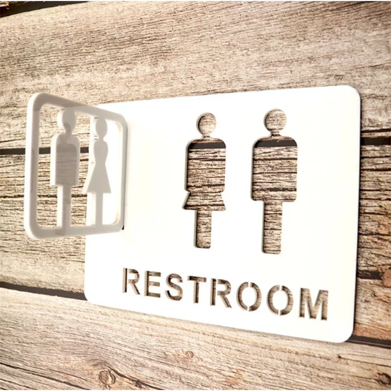 Personalized Toilet Sign Prompt Restroom Man Women Toilet Acrylic Sign Unique High-End Doorplates for Public Places Door Wall