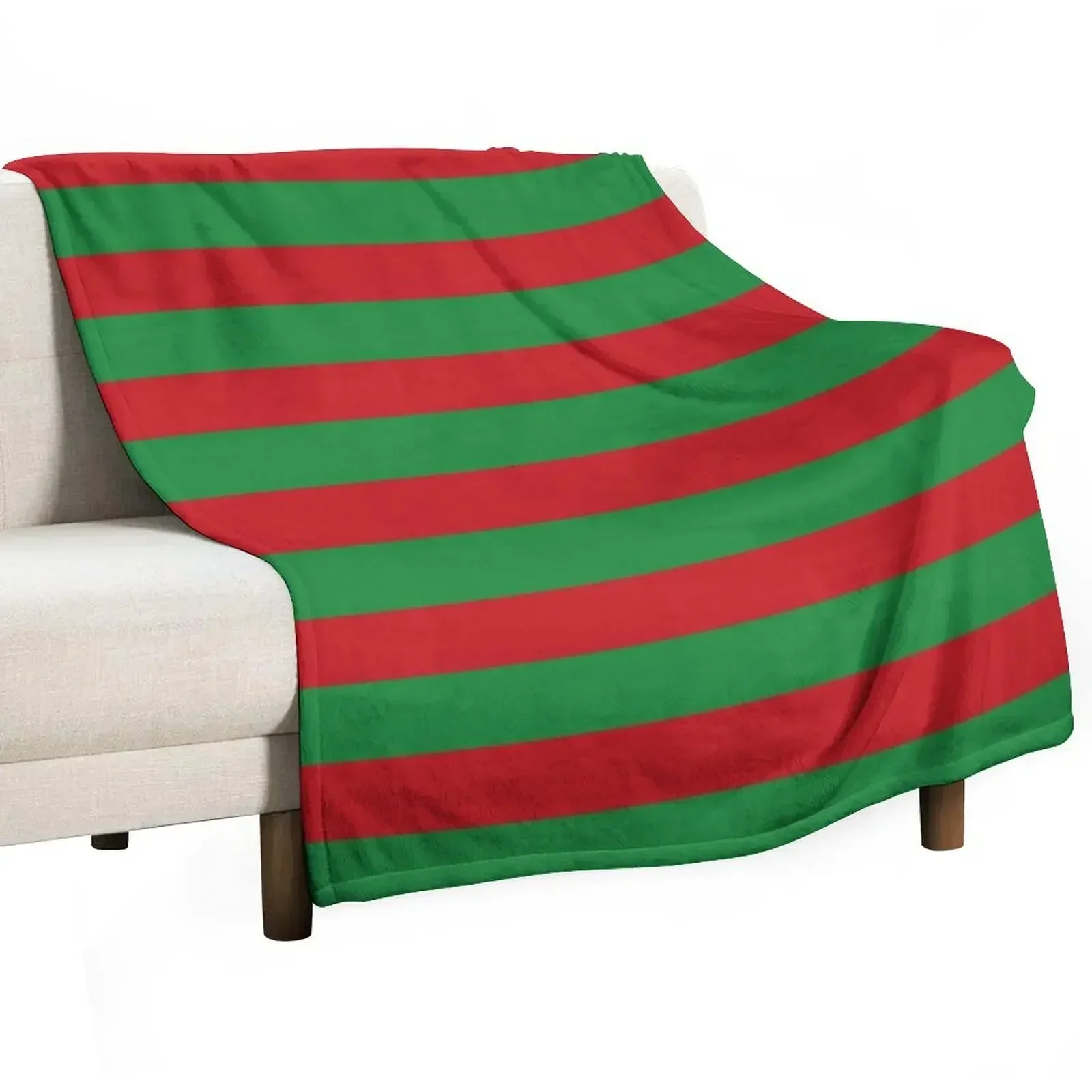 

Red and green stripe pattern Throw Blanket No Pilling Soft Warm Blanket for Bed