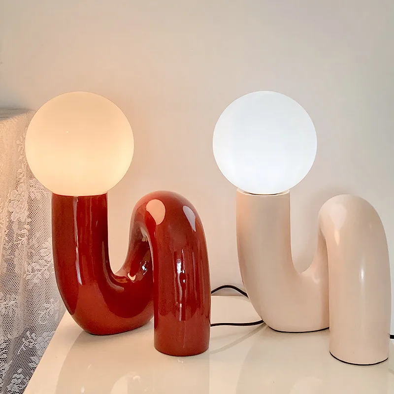 American-Style Nordic Resin Glass Atmosphere Bedroom Bedside Lamp Decoration Piece Art Tabletop Children's Room Desk Lamp G9