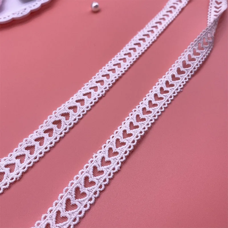 1.8cm Wide  White Bilateral Wavy Heart Cotton Lace Ribbon Embroidery Lace Accessories Vest Strap Sewing Diy Crafts Webbing