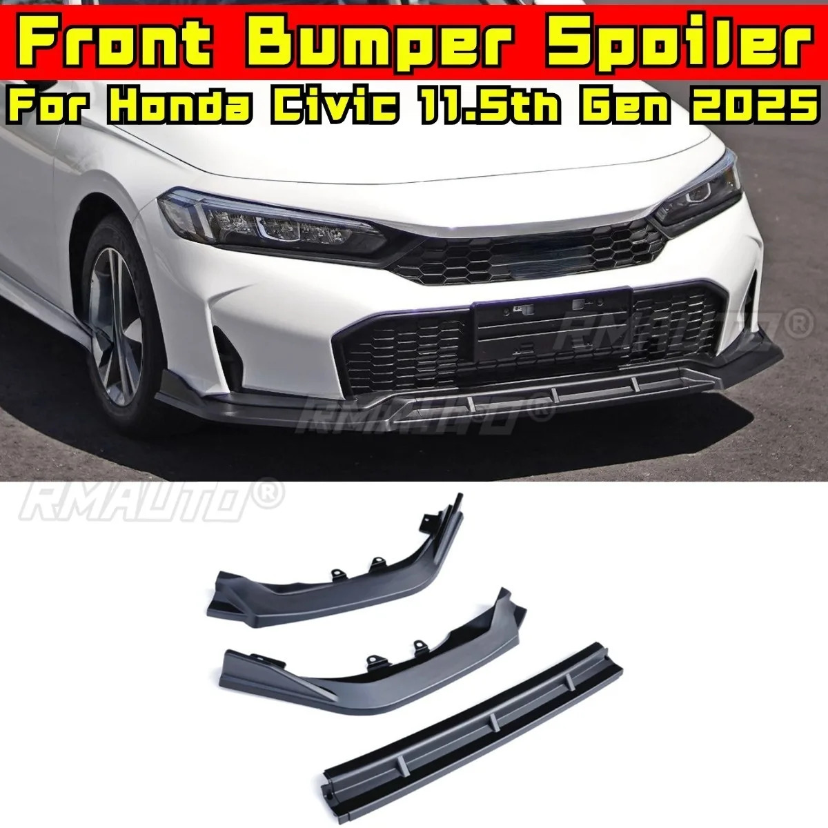

3PCS Car Front Bumper Spoiler Lip Diffuser Modification Part For Honda Civic 11.5th Gen 2025 Bumper Guard Protector Cover