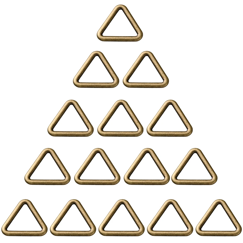 20Pcs Bronze Triangle Ring Set High Strength Heavy Duty Welded Metal Loop Strap Belt Buckle Clasp Connector Versatile