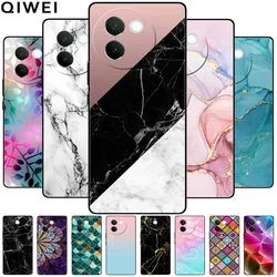 For Vivo V30e 5G Case 6.78'' Black Silicon TPU Soft Phone Cover for VivoV30e V 30e 5G Protect Bumper Shell Fashion Marble Capa