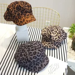 Fashion Autumn Winter Women Sexy Beret Vintage Leopard Printed Hat Beanie Cap Ladies Girls Casual Hats