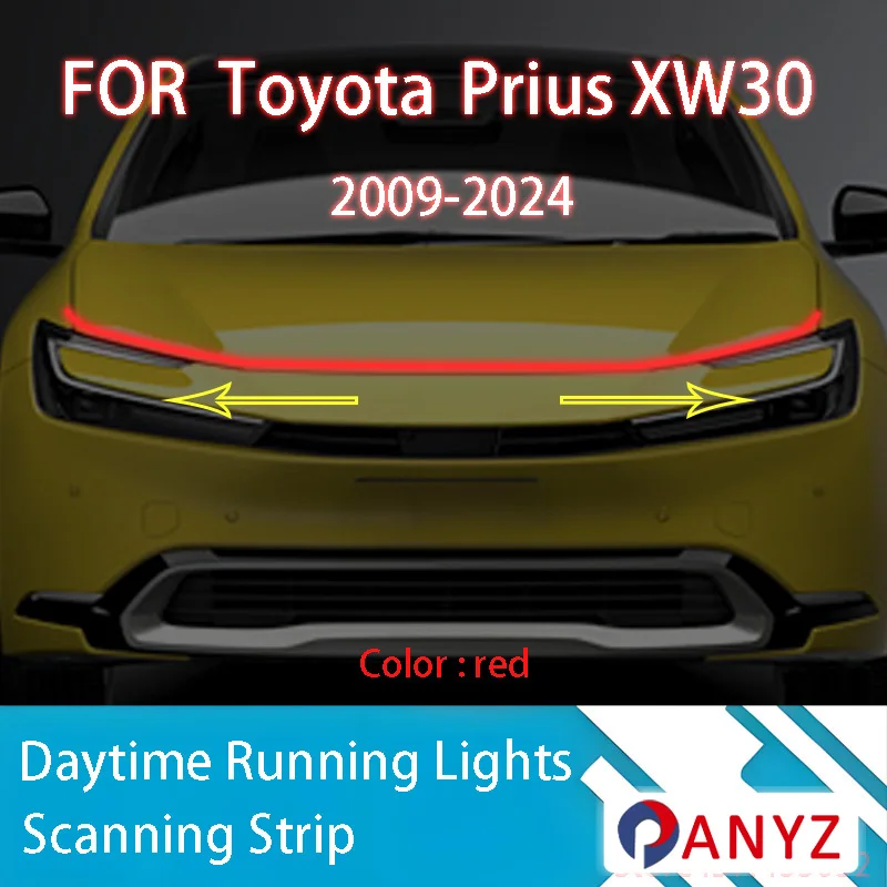 

ДЛЯ Toyota Prius 2009-2024 Новое обновление светодиодных дневных ходовых огней сканирования капота автомобиля DRL Guide декоративная лампа окружающего света 12 В