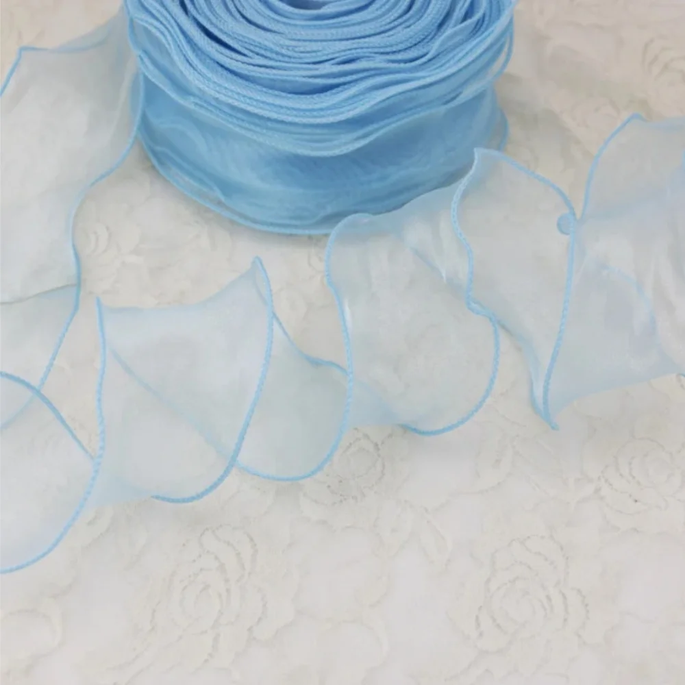 Decoration Ribbon High-Grade Fishtail Lace Ribbon Gift Wrapping Ribbon Wave Wave Bow Material For Flower Packaging Home Wedding
