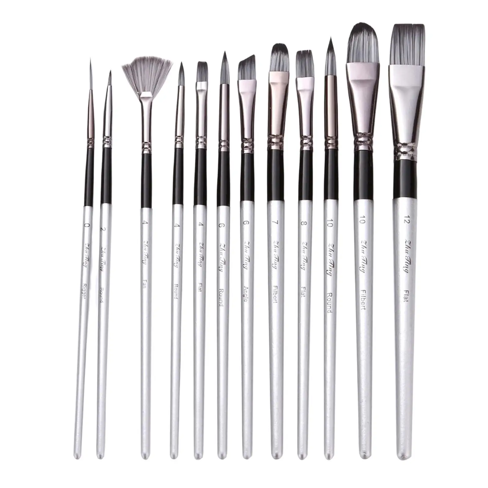 12 Pieces Professional Artist Paint Brushes Long Wooden Handle Paint Brush Pen Set Body Paint Tools Paintbrushes for Beginner