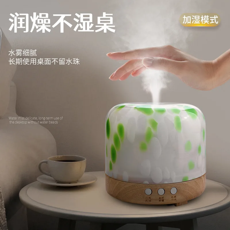 

Crystal glass and wooden Air Humidifier Essential Oil Diffuser 300ML With night lights