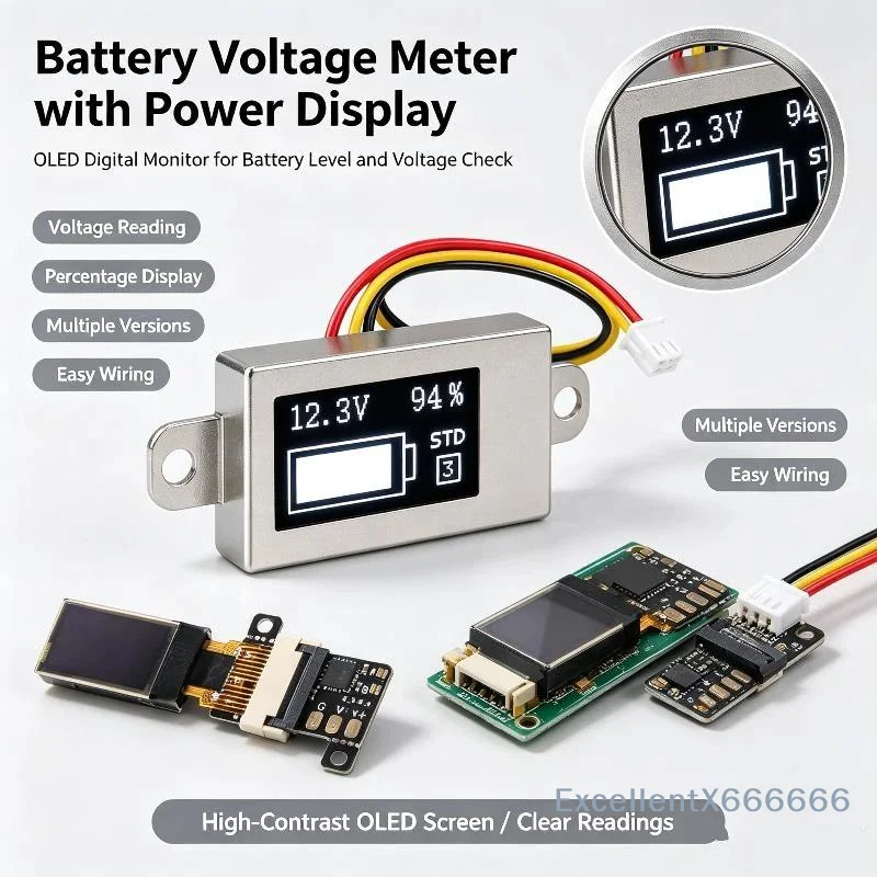 Mini Digital Voltmeter DC 0-30V Ultra-Thin 0.5 Inch OLED Display Portable Battery Voltage Monitor for Car Boat DIY Repair