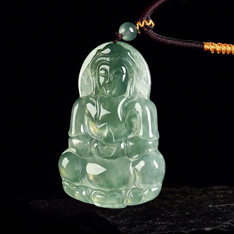 Natural Myanmar A-Grade Jadeite Green Pendant High-End Unisex Pure Ice Seedless Oil Jewelry Wholesale Drop Shipping