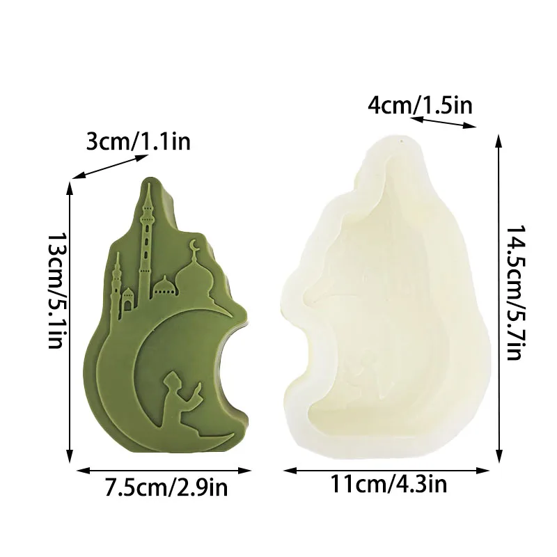 Ramadan Star and Moon Prayer Candle Mold Silicone DIY Handmade Aromatherapy Wax Mold Islamic Religious Style Decorative Art Tool