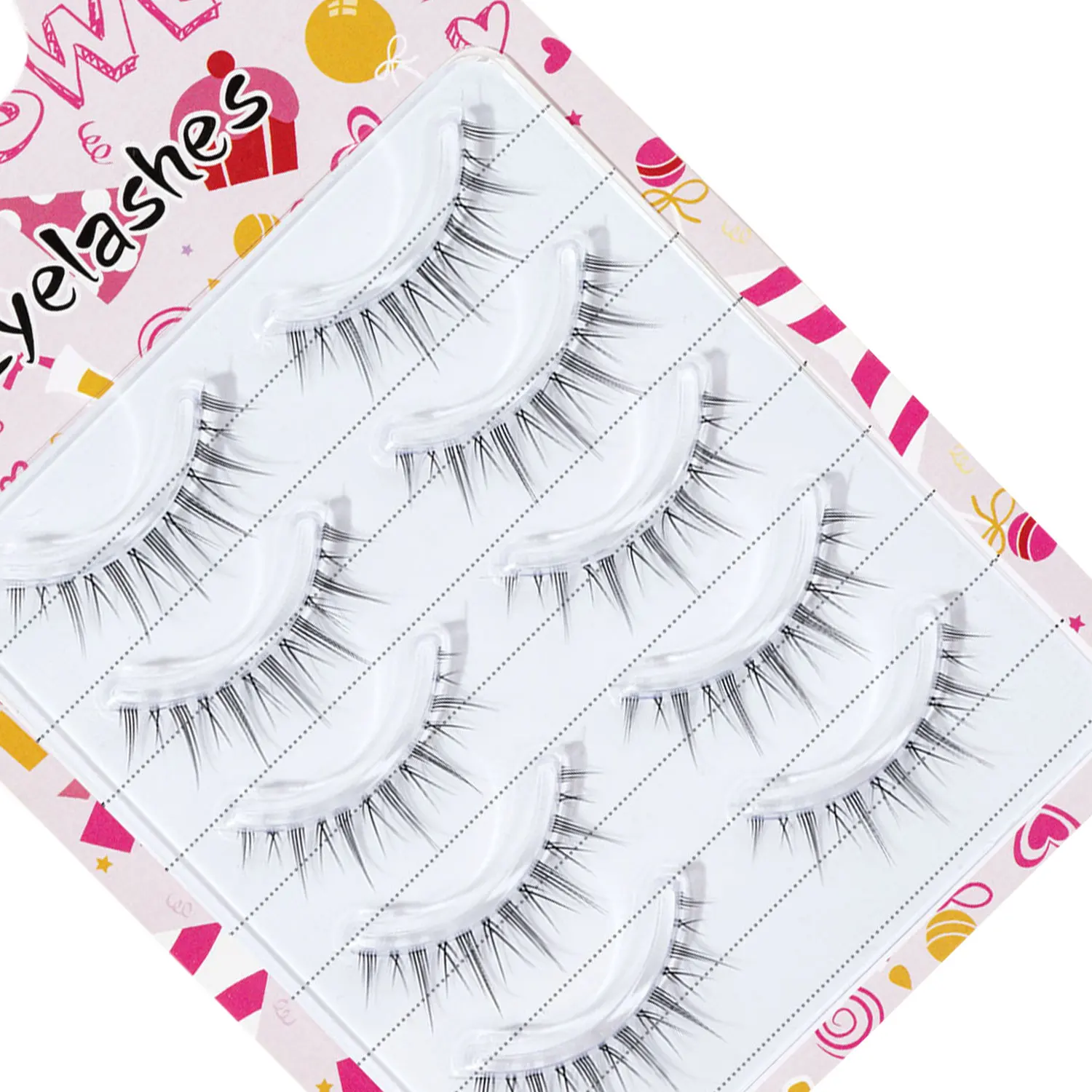 Comic Eyes 5 Pairs of Enlarged Eyes Natural Slender Small Demon Style Transparent Terrier False Eyelashes