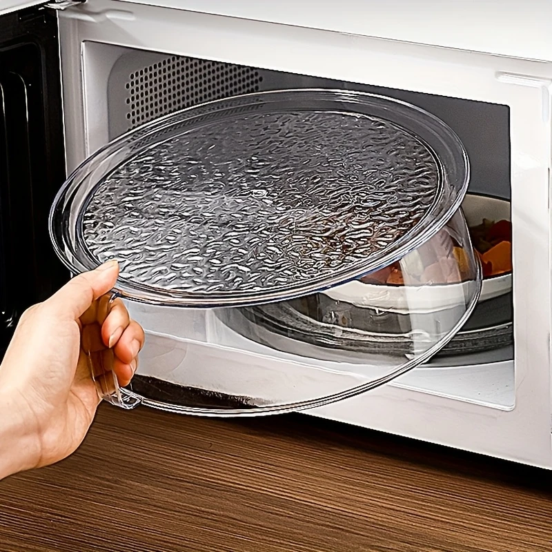 1Multifunctional Microwave Oven Splash Guard - Heat Resistant 200°C, 360° Splash Proof, Plastic Food Cover with Stackable Design