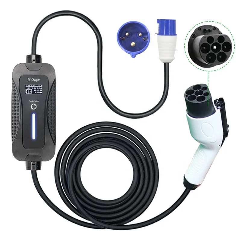 

GBT Car Charger 32A Single Phase 7.2KW With CEE Blue Power Plug 5m long Suitable for GBT EV Charging VW ID 4