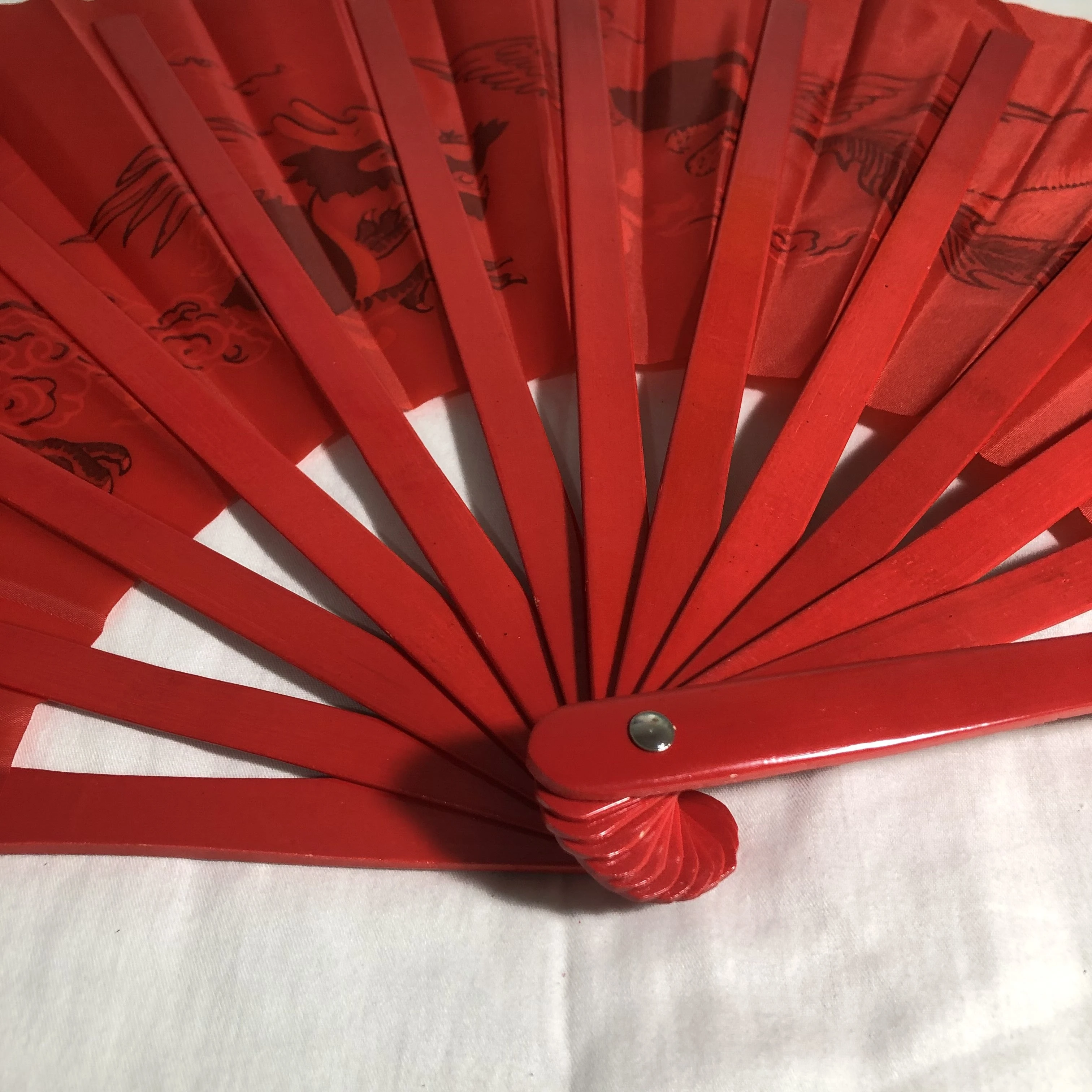 Dragon Phoenix Tai Chi Martial Arts Kung Fu Bamboo Silk Fan Right Hand Wushu Dance Practice Training Bamboo Bone Kung Fu Fan